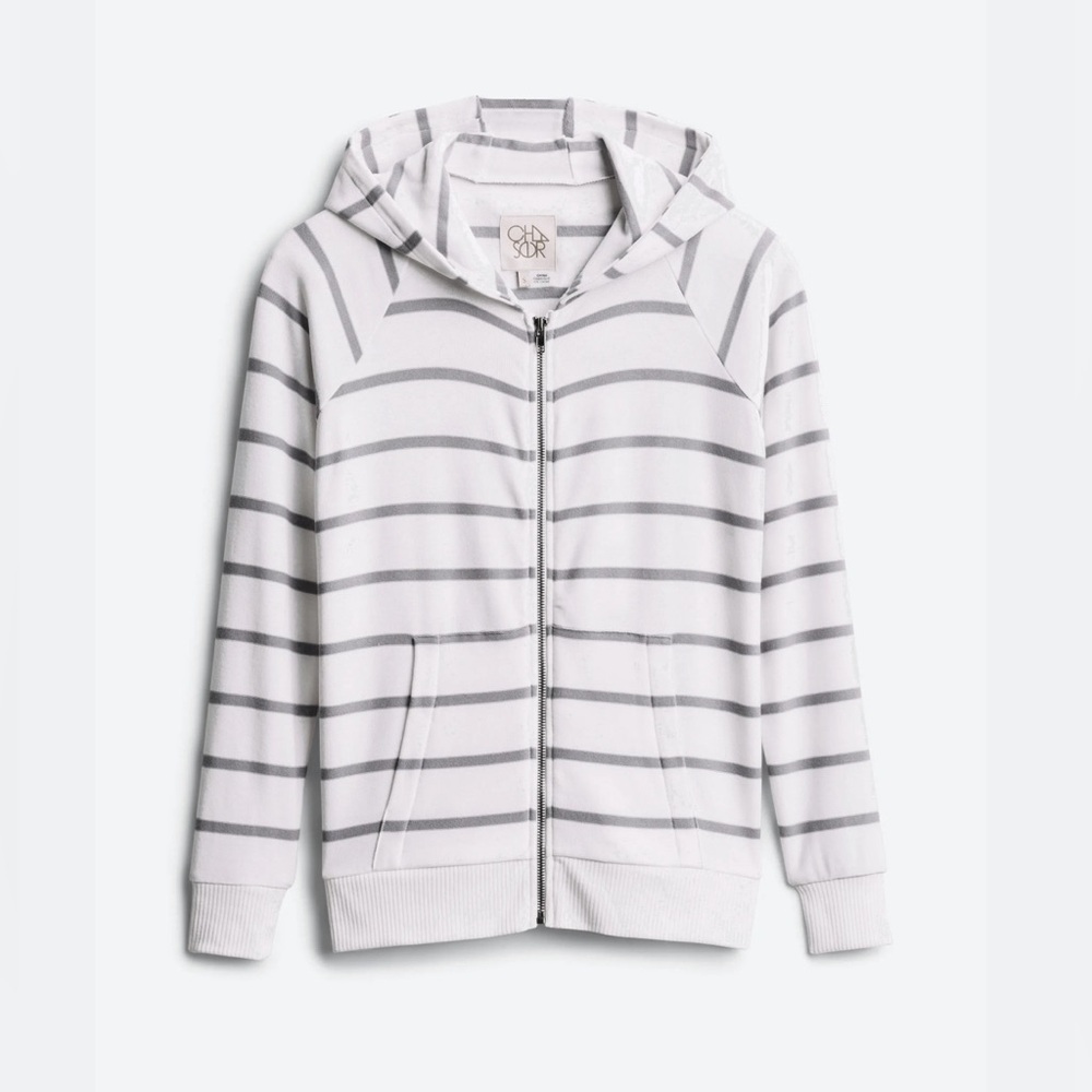 CHASER Akielah Zip Up Hooded Knit Top